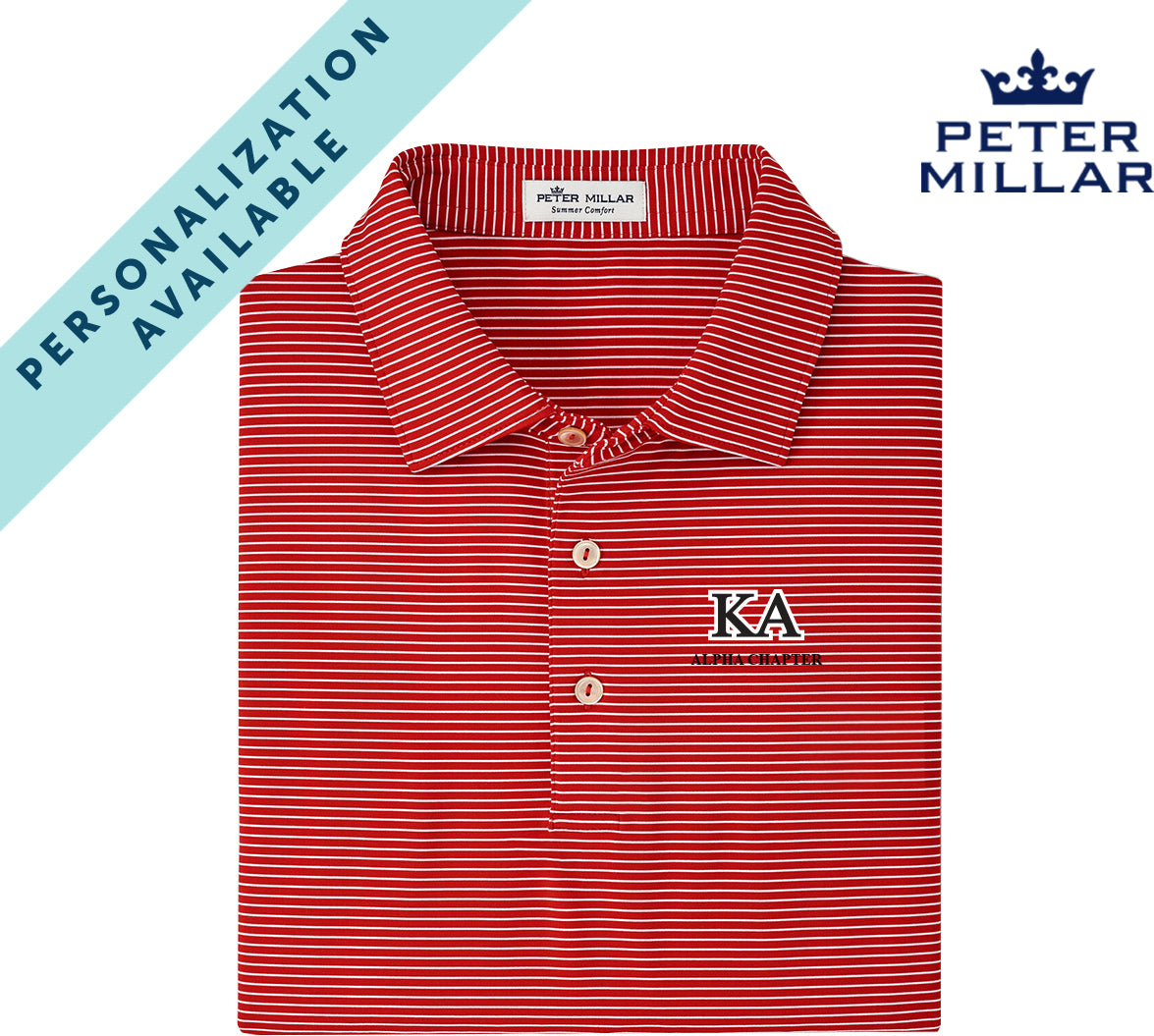 Kappa Alpha Personalized Red Peter Millar Marlin Performance Jersey Polo With Greek Letters