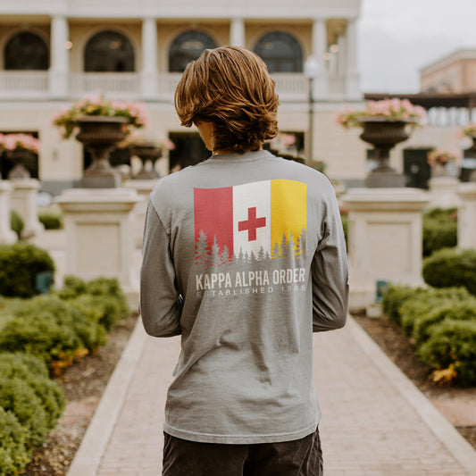 Kappa Alpha Gray Flag Long Sleeve Pocket Tee