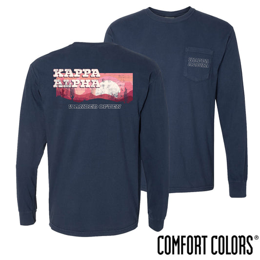 New! Kappa Alpha Comfort Colors Wander Often Long Sleeve Pocket Tee