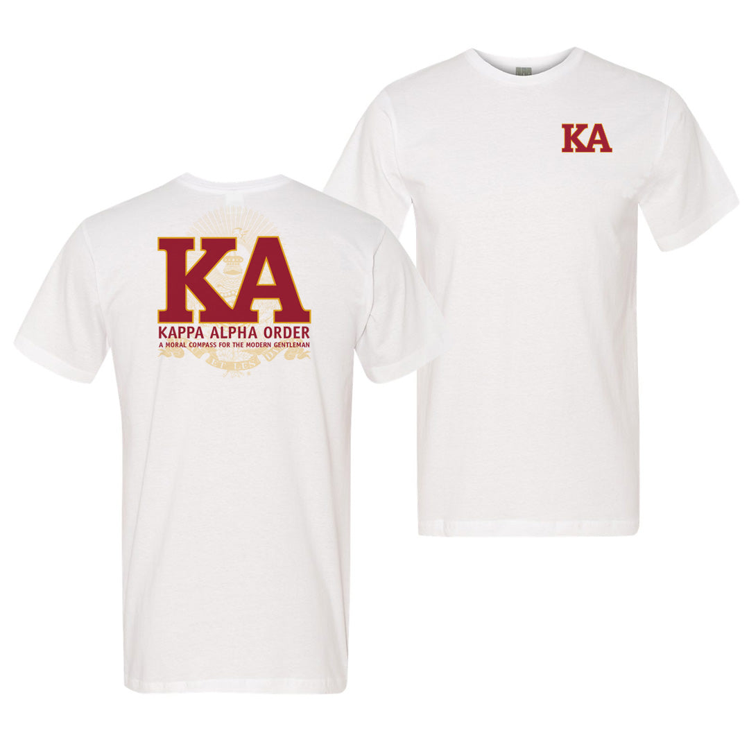 New! Kappa Alpha Lightweight White Crest Short Sleeve Tee