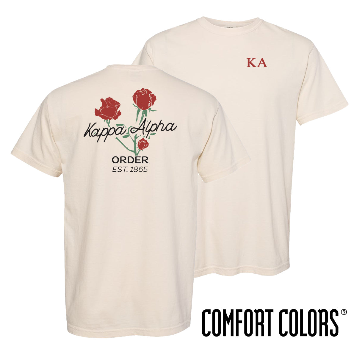 New! Kappa Alpha Comfort Colors Rosebud Ivory Short Sleeve Tee