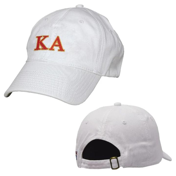 Kappa Alpha White Greek Letter Adjustable Hat | Kappa Alpha Order | Headwear > Billed hats