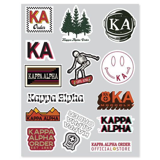 Kappa Alpha Retro Sticker Sheet