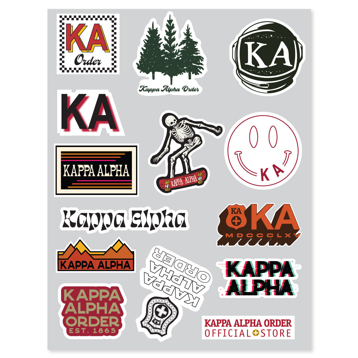Kappa Alpha Retro Sticker Sheet